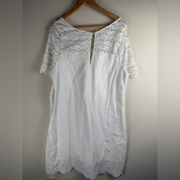 SUNDANCE Imperial Eyelet Dress Ivory Lace Shift Dress 100% Cotton Size XL BOHO - Picture 6 of 14